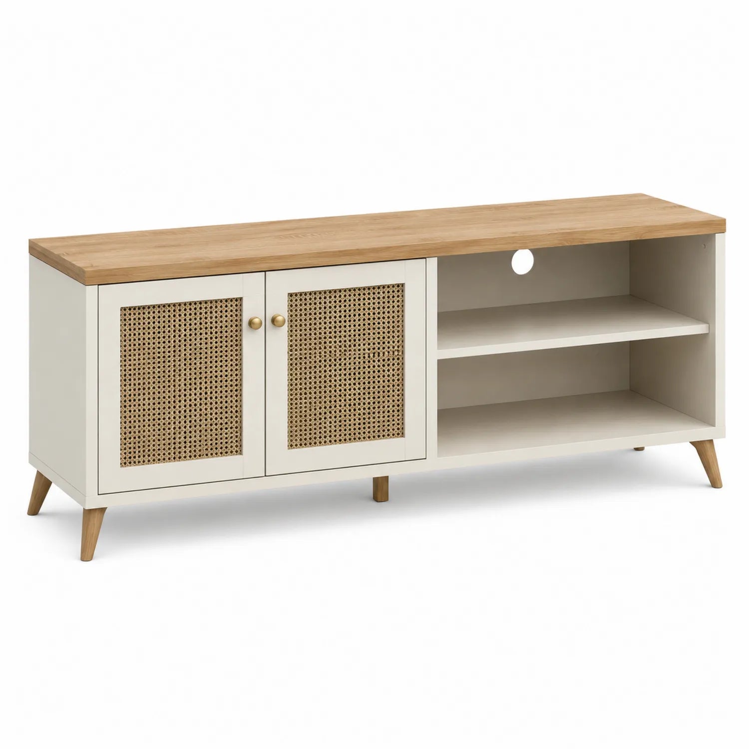 Mueble para TV de Madera y Ratán 120x40x50 cm
