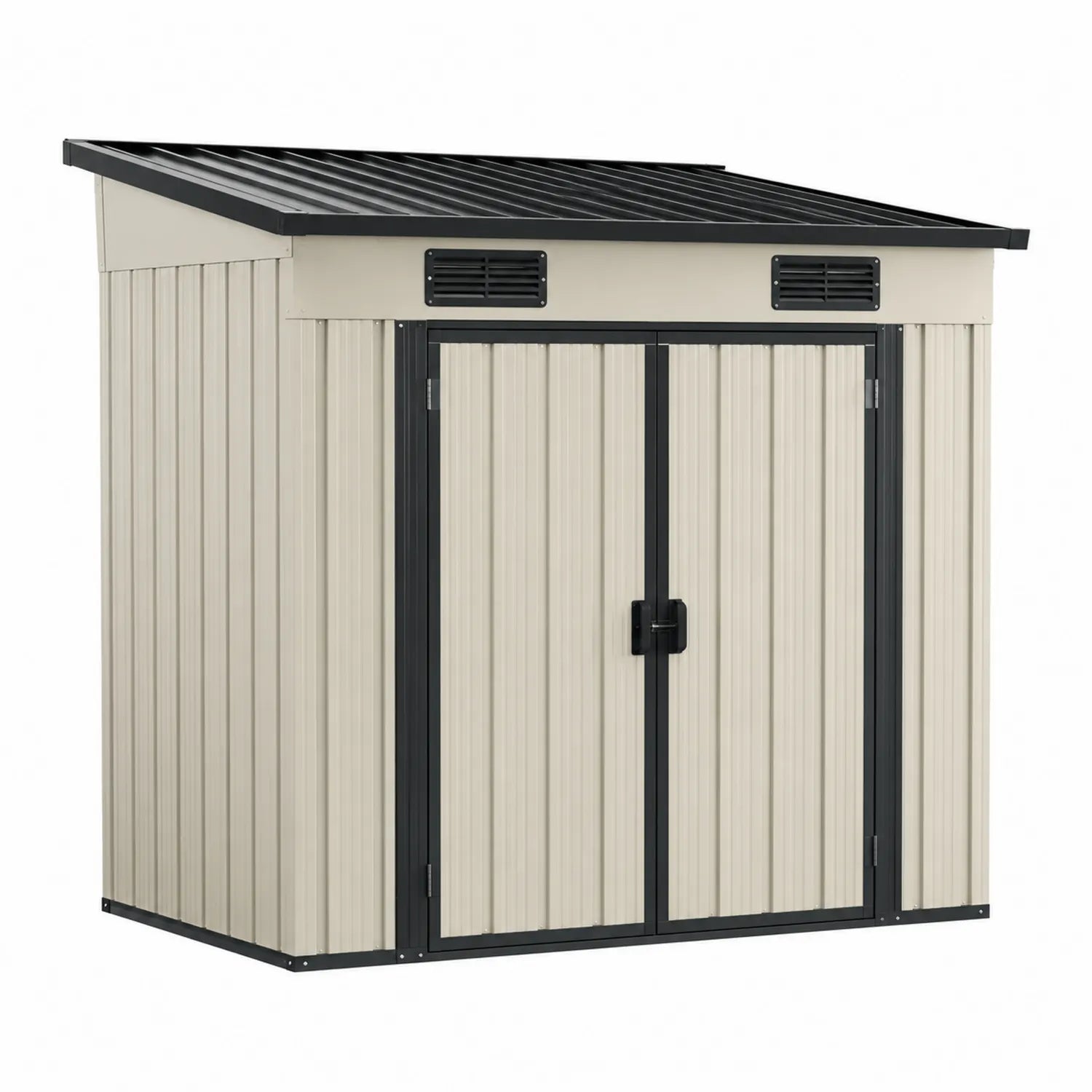 Cobertizo de acero galvanizado beige con techo a un agua 213x130x173 cm