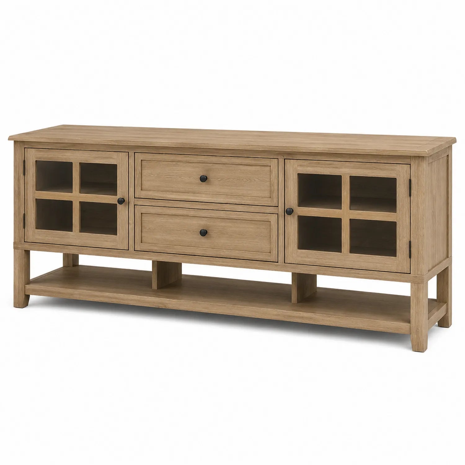 Mueble de TV de Madera con Puertas de Vidrio y Cajones 150x40x55cm