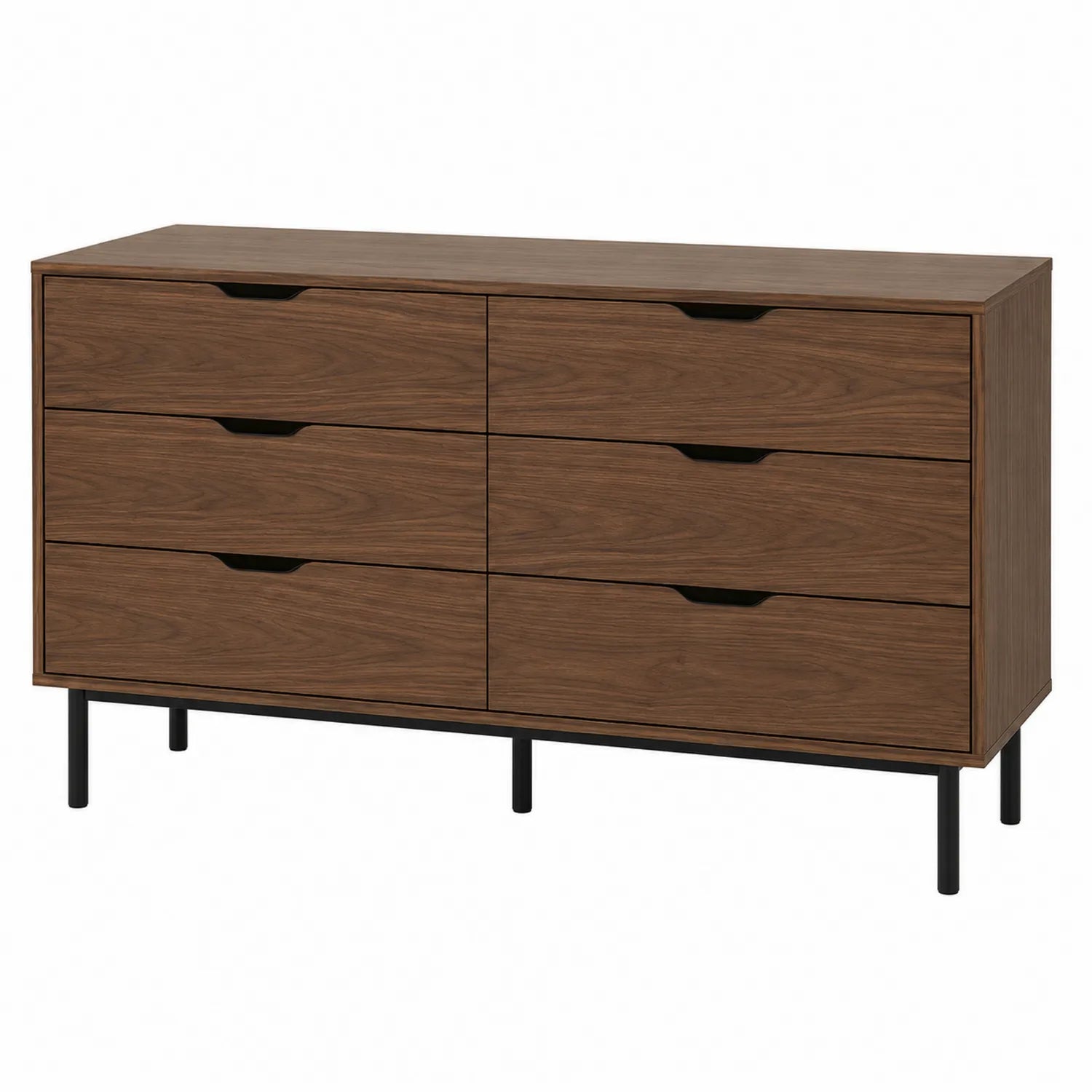 Cajonera de Madera con Patas de Metal, 120x45x75 cm, Marrón