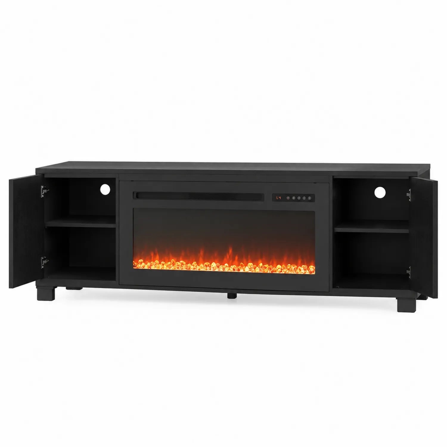 Mueble de TV con Chimenea Eléctrica Negro MDF 180x40x60 cm