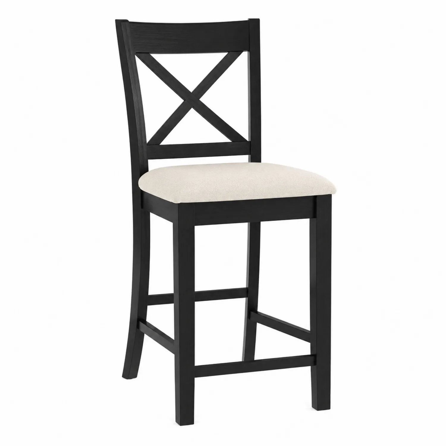 Silla de madera con asiento tapizado en beige