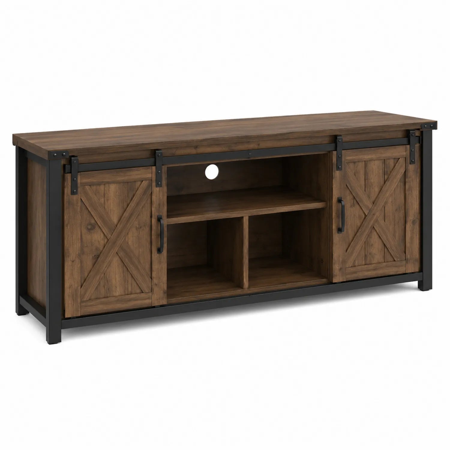 Mueble de TV de Madera y Metal Marrón 160x40x55 cm