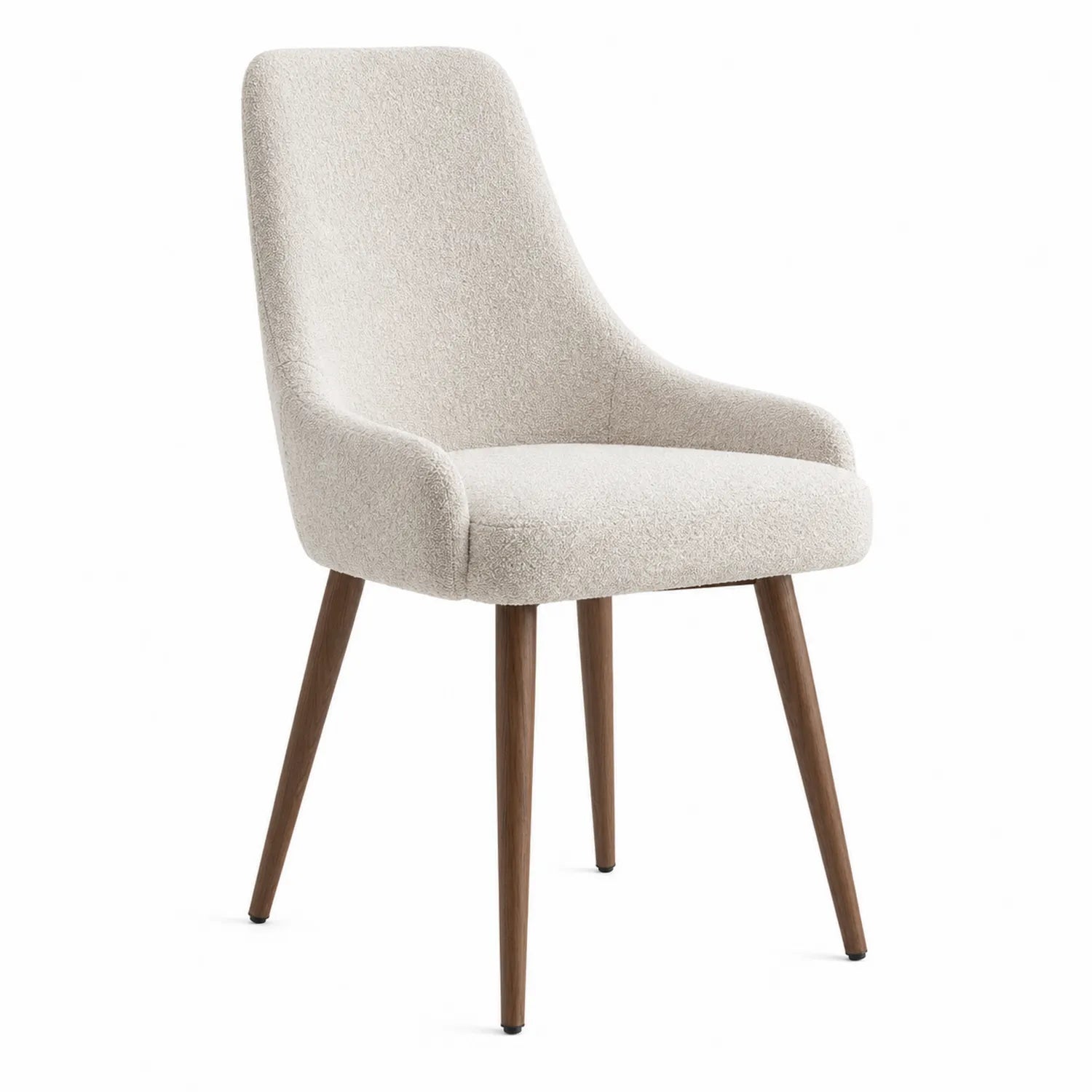 Silla de comedor de poliéster beige con patas de madera