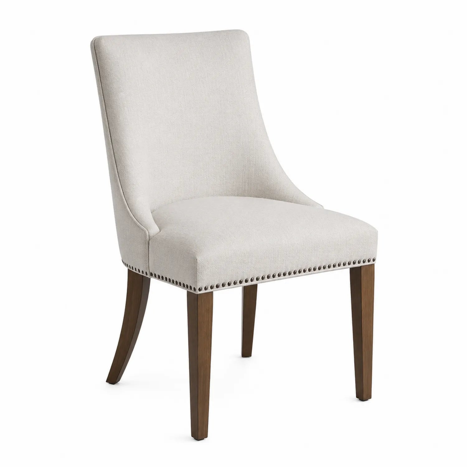 Silla de comedor de madera tapizada en poliéster beige