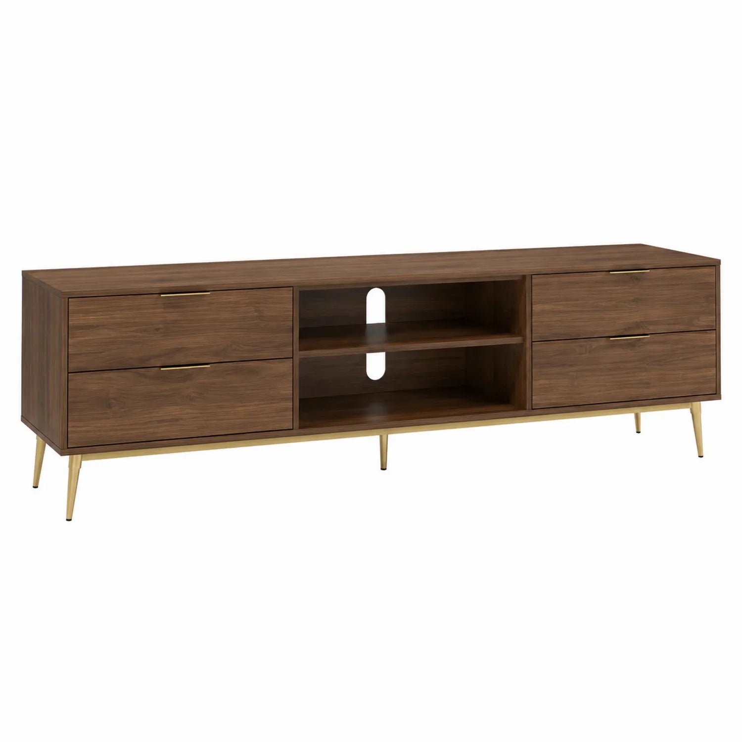 Mueble de TV de Madera Contrachapada con Patas de Metal Dorado 180x40x50 cm