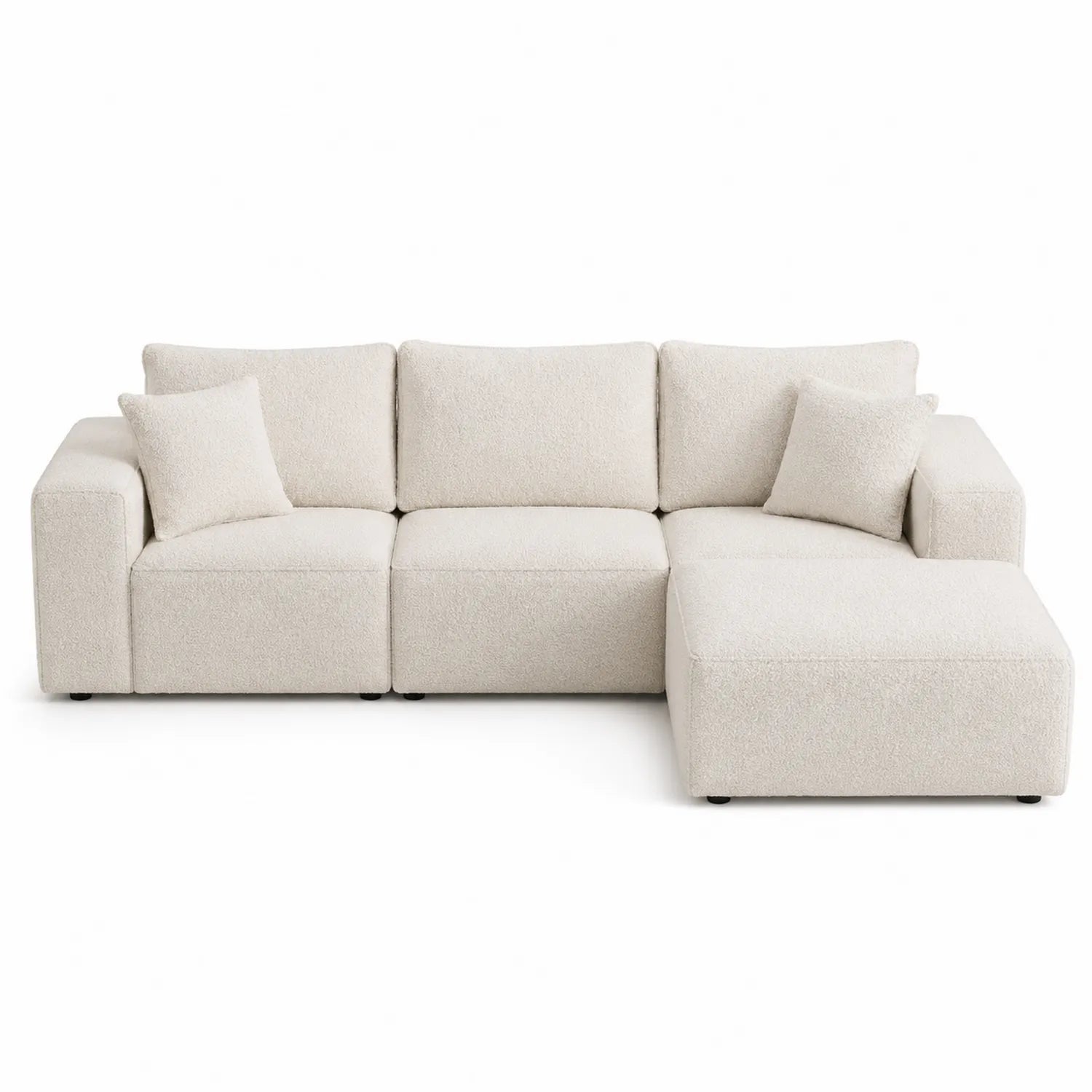Sofá modular esquinero bouclé crema 285x170x80 cm