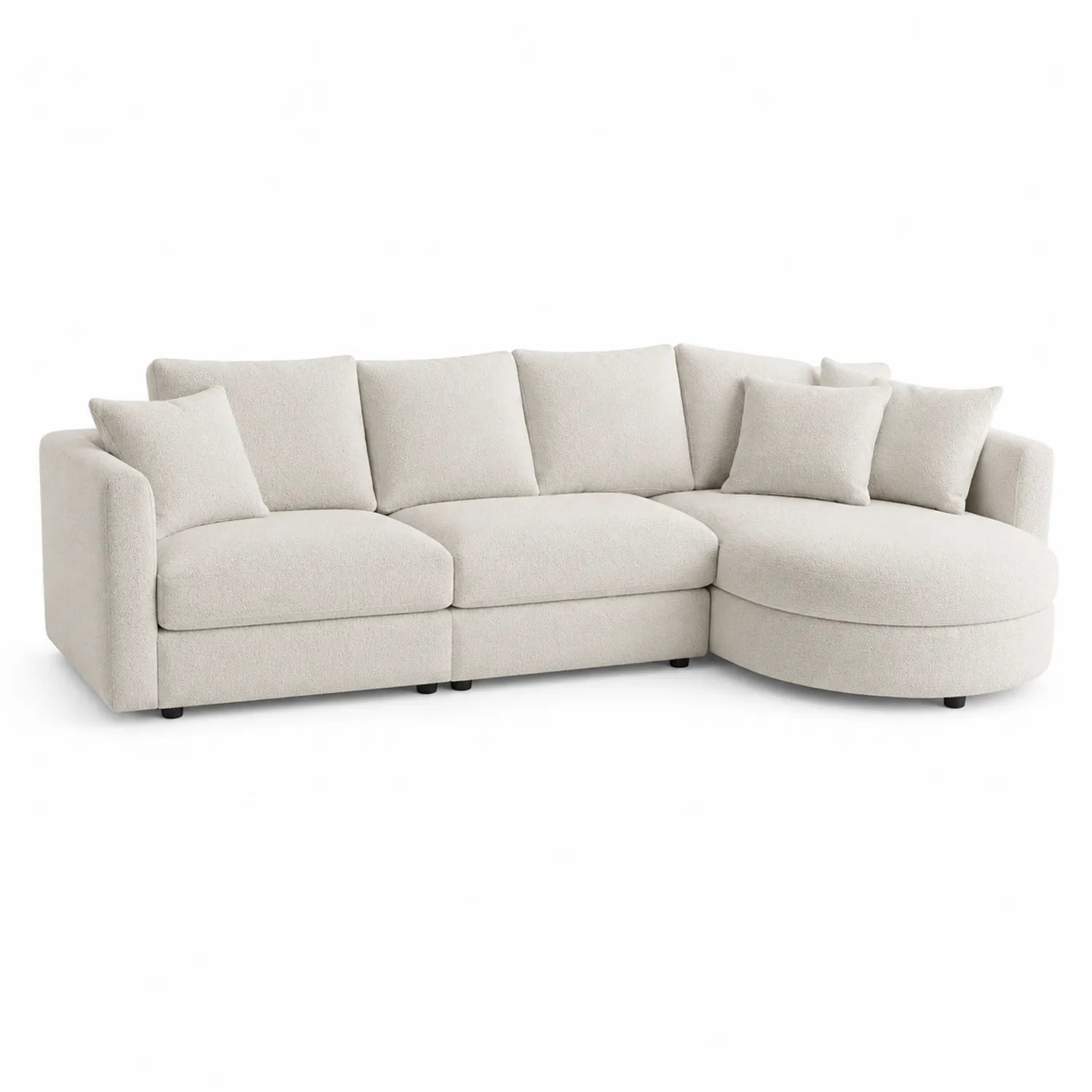 Sofá esquinero de L en chenilla beige