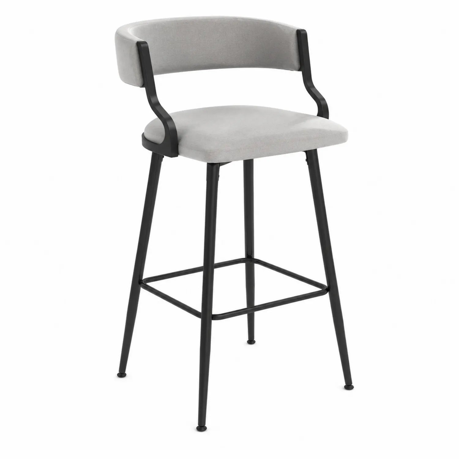 Taburete de bar con estructura de metal y asiento de poliéster gris