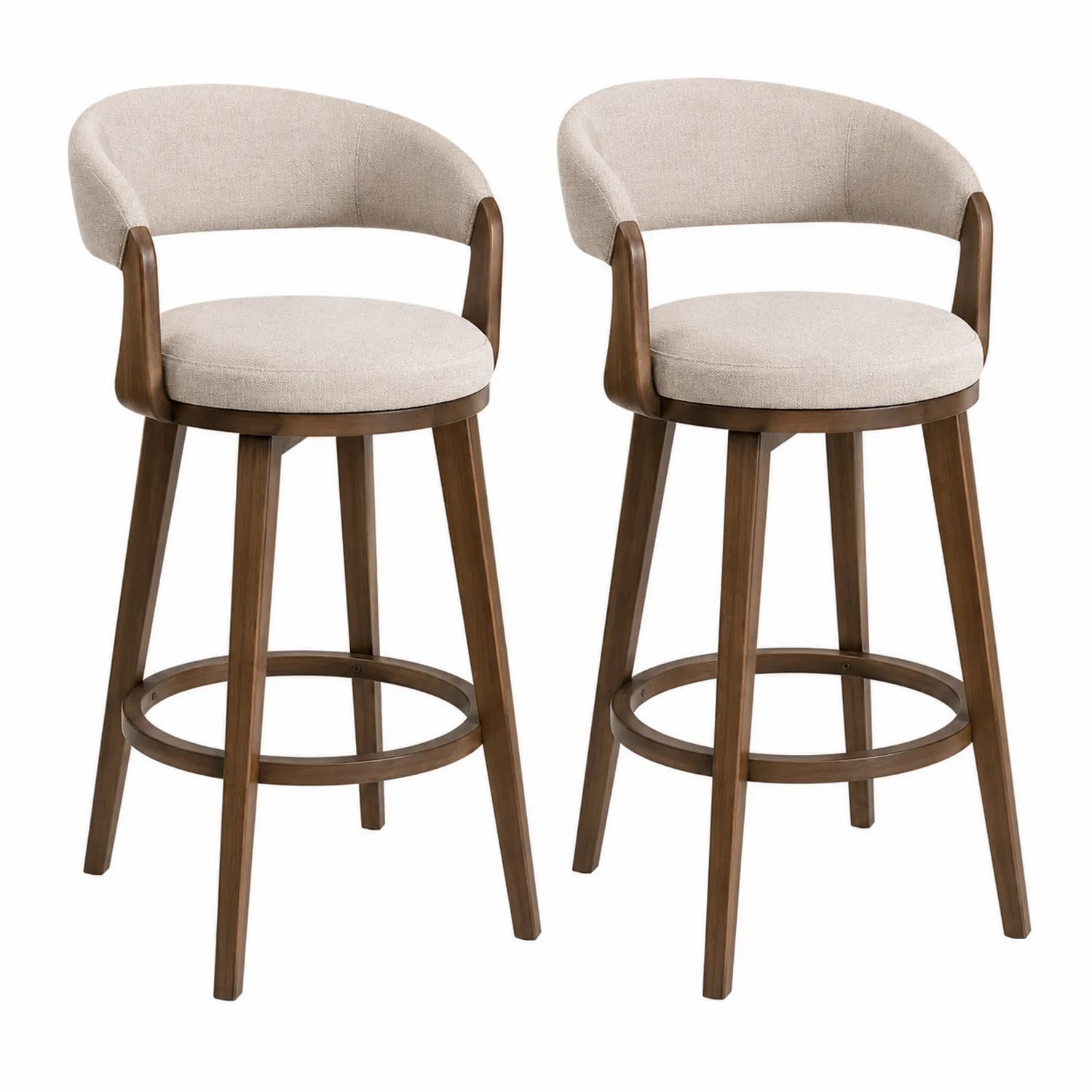 Set de 2 taburetes de madera con asiento de poliéster beige