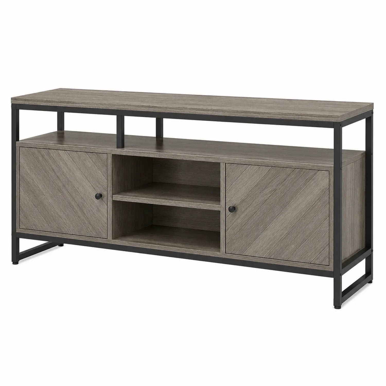 Mueble para TV de Madera Compuesta y Metal Gris 150x40x60cm
